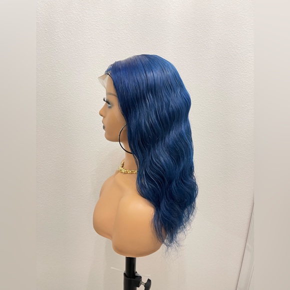 New! 16” 13x4 Blue Human Hair Body Wave Lacefront Wig - Picture 7 of 13